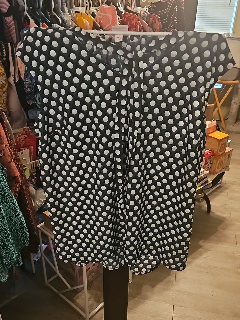 Merona Navy and White Polka Dot A-Line Skirt